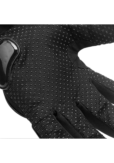 Jeehugo Erkek Motosiklet Eldiveni Tam Parmaklı, Soluklu, Bilek Ayarı Var, Siyah, L Beden