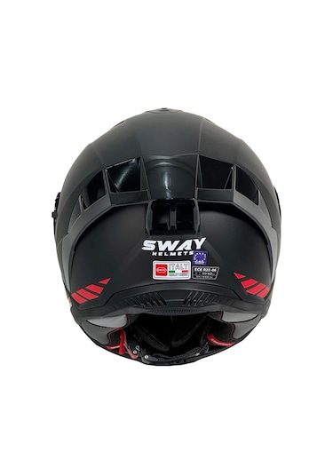 Sway SW 867 Red Strıp Siyah Camlı Motosiklet Kaskı Mat Siyah