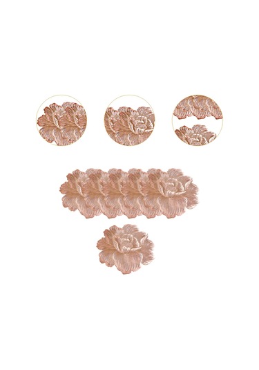 Suntek 6 Adet Çiçek Placemat Pvc Batı Tatil Gül-altın Gül Altın