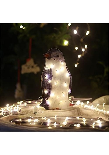 Ximistore9 Işıklandırmalı Penguen Bahçe Süsü - Akrilik 3'lü Set, Düğme Pilli, Suya Dayanıklı, İç Ve Dış Mekan Kullanımı Sarı