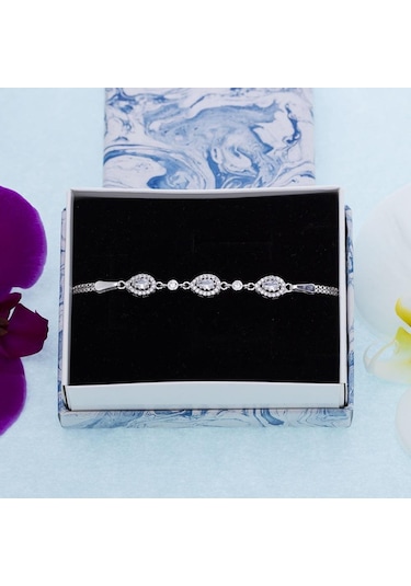Damla Model-1 Zirkon Taşlı 925 Ayar Gümüş Kadın Bileklik