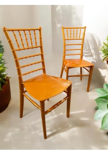 2 Adet Tifany Düğün Organizasyon Bahçe Ve Mutfak Sandalyesi Gold Gold