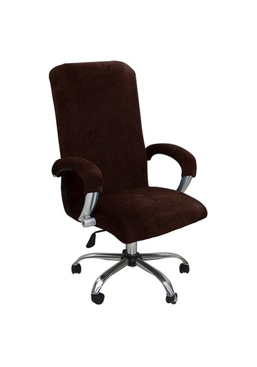 Kahverengi 1 Takım Kadife Elastik Sandalye Kapak Kalınlaşmış Çıkarılabilir Xlwith Armrest