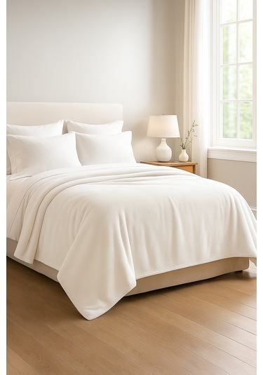 Peluş Tek Kişilik Battaniye Welsoft Battaniye Tv Battaniyesi Polar Battaniye Süper Yumuşak Krem