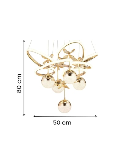 Kelebek Modern 5li Gold Avize Yatak Odası - Hol - Salon SARI