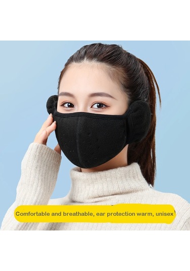Yuntech01 Kışa Özel Unisex Polar Kulaklık Maske - Yumuşak, Rüzgar Geçirmez Ve Isıtıcı Siyah