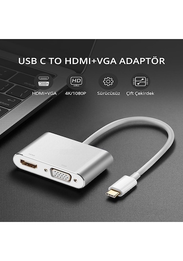 Netojen Nt-430 Type-c To Hdmı & Vga Converter