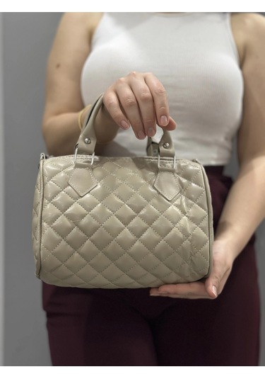 Biçomi Kapaksız Kapitone Bej Cilt Çanta Bej