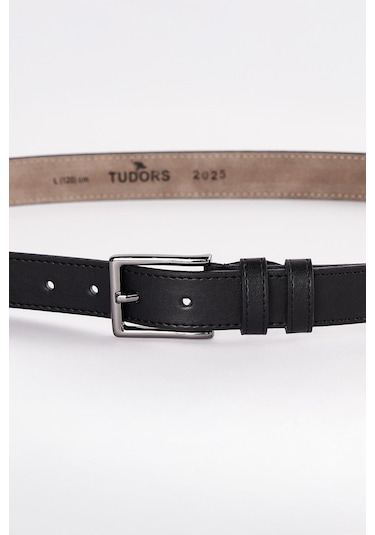 Tudors Erkek Deri 3 Cm Klasik Siyah Kemer-33033 Siyah