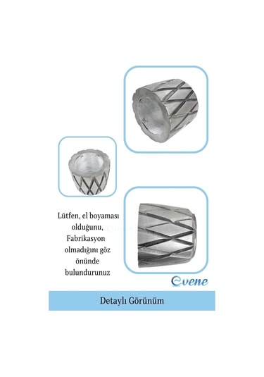 Saksı Çiçek Kaktüs Saksısı Lüx 11 Cm Altın Eskitme Varak Boyalı Baklava Desen Saksı Çiçeklik - Gümüş Eskitme