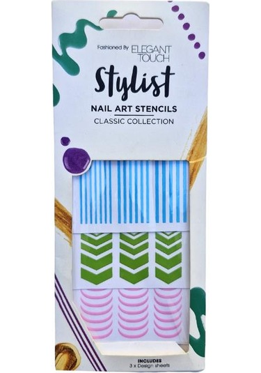 Elegant Touch Stylist Nail Art Şablon Seti Classic Collection 3 Adet Renkli Tırnak Bant Süsü