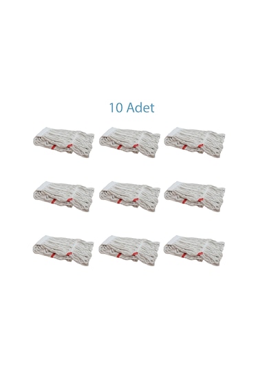 Ekol Yedek Geniş Islak Mop Pamuklu Paspas Başlığı Beyaz 10 Adet 25 CM