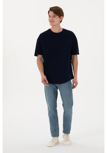 U.S. Polo Assn. Erkek Long Fit Bisiklet Yaka Lacivert Basic Tişört 50305988-VR033