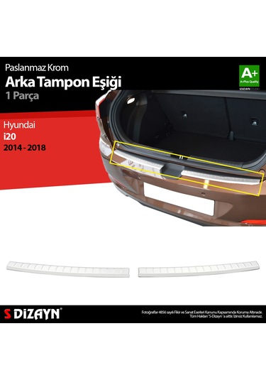 S-dizayn Hyundai İ20 Krom Arka Tampon Eşiği 2014-2018