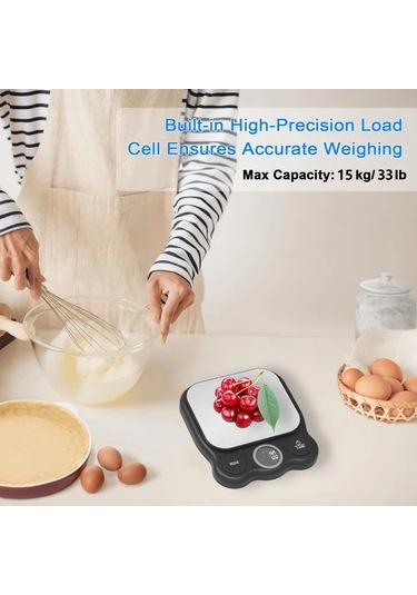 Oldfriend 1 Adet Hassas Dijital Yemek Gram Mutfak Pastacılık Ölçek Tartı Lcd Ekran Siyah Siyah