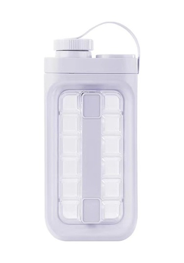 2'si 1 Arada Buz Küpü Kalıp Su Isıtıcısı Taşınabilir 17 Izgaralı Buz Yapıcı Şişesi Bpa İçermez, Fda Sertifikası Yok - Beyaz