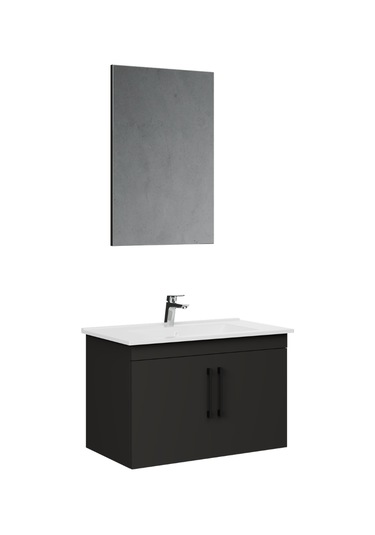 Creavit D20 Banyo Dolabı Seti Çekmeceli 80 Cm Antrasit Gri