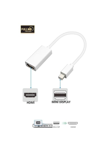 Apple Uyumlu MacBook Mini Displayport Hdmı Çıkışlı Dönüştürücü 1080p