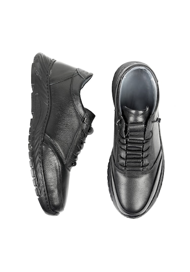 Iç Dış Hakiki Deri Comfort Taban Ortopedik Günlük Erkek Ayakkabı Siyah