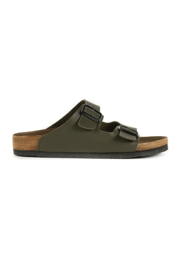 Slazenger Lens Erkek Haki Çift Toka Günlük Terlik Haki