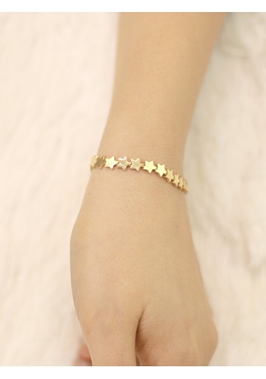 14 Ayar Altın Sıralı Yıldız Bileklik Altın