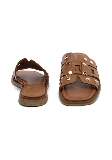 Greyder 59250 Taba Hakiki Deri Kadın Terlik -814 Taba