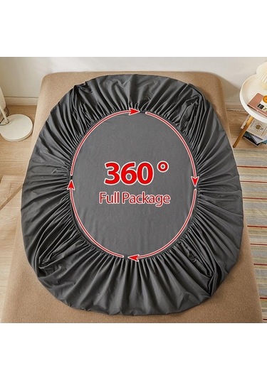 Novahub Açık Gri Yatak Örtüsü 150x200cm, Gömme Çarşaf, Kaymaz, Düz Renk, Yastık Kılıfı Dahil Değil Açık Gri