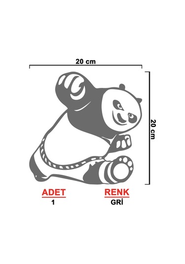 Kung Fu Panda Sticker - Araba Sticker - 20cmx20cm - Gri
