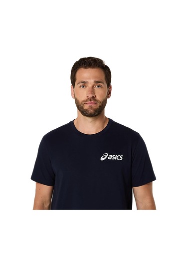 Asics Erkek Tişört Chest Logo Ss Tee 2031e659-402 Koyu Lacivert