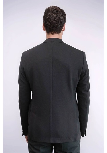 Siyah Kendinden Desenli Örme Altın Renk Metal Düğmeli Slim Fit Erkek Blazer Ceket - Wessi Black Siyah Kendinden Desenli Örme Altın Renk Metal Düğmeli Slim Fit Erkek Blazer Ceket - Wessi Black