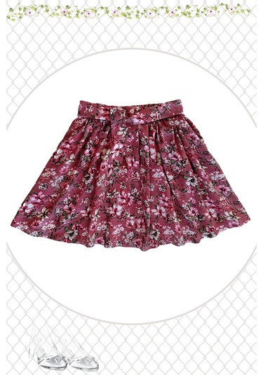 Çiçek Desenli Çocuk Etek Gülkurusu Renk Tonunda Gülkurusu1 Gülkurusu