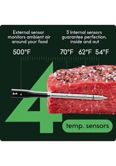 Chef İq Sense Şarjlı Akıllı Kablosuz Et Termometresi Ultra İnce Problu Bluetooth Et Termometresi