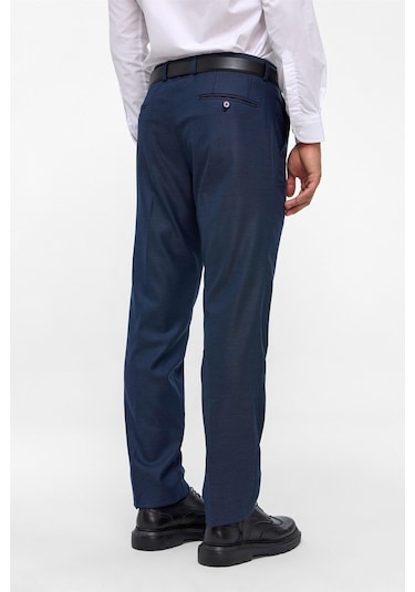 SÜVARİ Lacivert Regular Armürlü Kumaş Pantolon