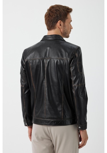 Kenny Siyah Vintage Deri Mont 001