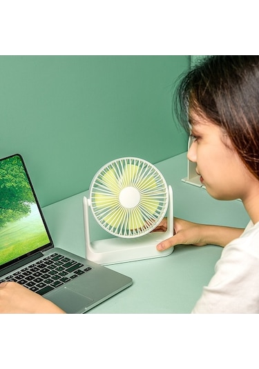 Didadodo 4 Kademeli Fan - 4000mah Pil, Sessiz Beyaz Şarjlı Masaüstü Fanı Taşınabilir Beyaz