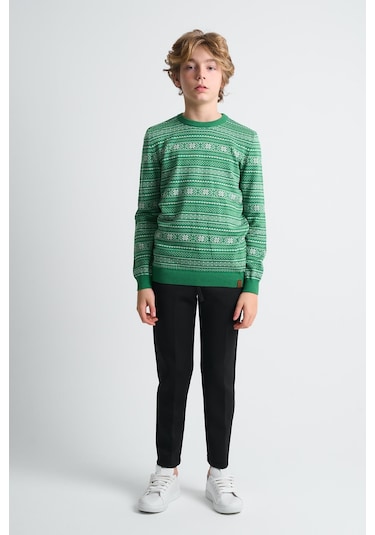 Alexandergardı Bisiklet Yaka Çocuk Triko Kazak C23-7103 Yeşil