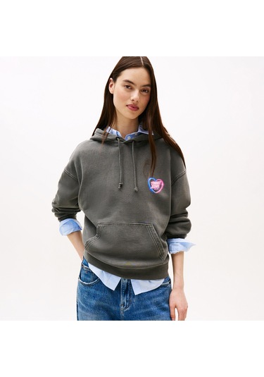 Tommy Hilfiger Boxy Kadın Gri Sweatshirt Dw0dw20945 Gri