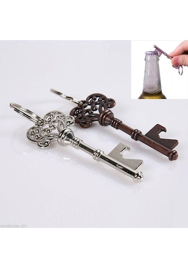 Beyaz Vintage Anahtar Şekilli Şişe Açacağı Yüzük Anahtarlık Anahtarlık Metal Bira Fobs Bar Beyaz