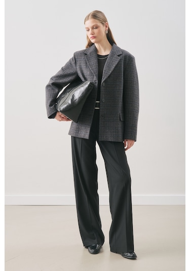 Manuka Norrıs Yün Blazer Ceket Grey Check Aw25ckt00013-9872 Grey Check