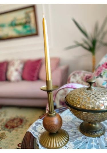 Tekli Pino Mumluk Ahşap Top Detaylı Eskitme