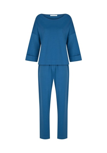 Kadın Duble Manşetli Ikili Takım Frn6102 Mavi