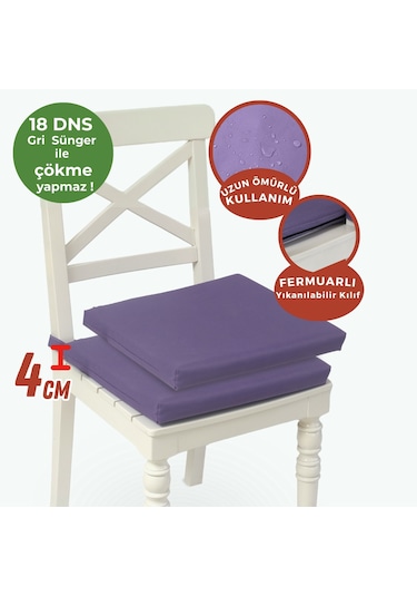 Xpermate 2'li Sandalye Minderi Su İtici Kumaş 4 0x 40 CM Mor