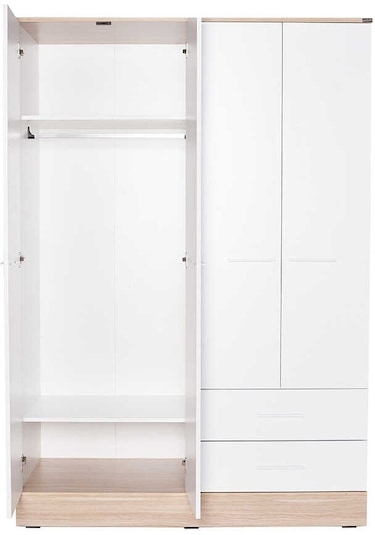 adoremobilya Base 4 Kapılı 2 Çekmeceli Gardırop-Italyan Meşe / Beyaz