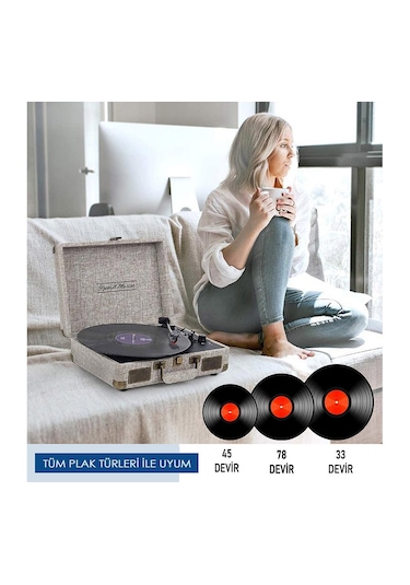Record Master ST14012 Bluetooth Özellikli Retro Pikap Bej