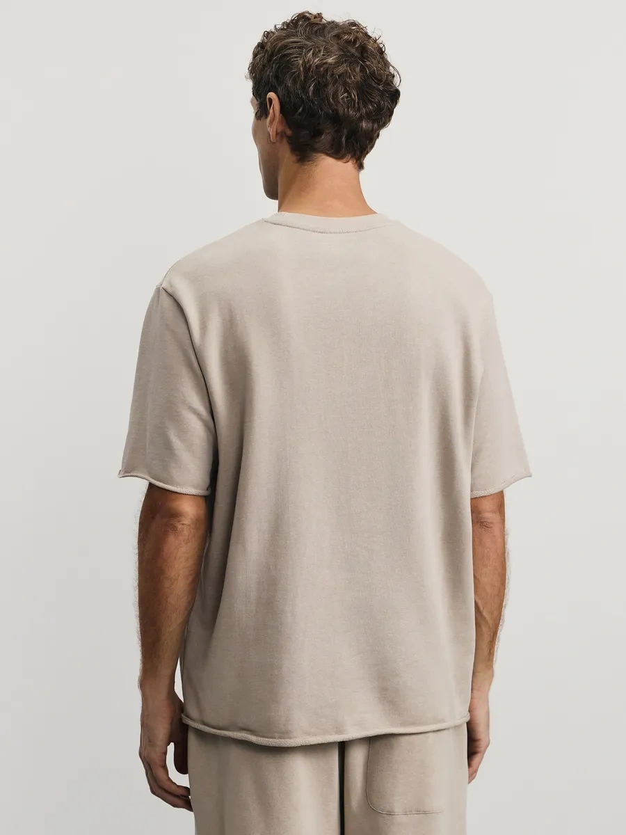 Zarına Oversize Koşu Tişörtü Pamuklu İşlenmemiş Kenarlı 444747135 Bej