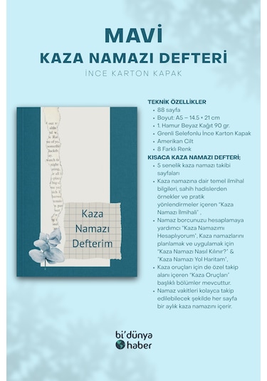5 Yıllık Kaza Namazı Defterim - Mavi Çok Renkli