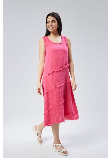 Muslin Elbise Yazın Vazgeçilmesi Pembe
