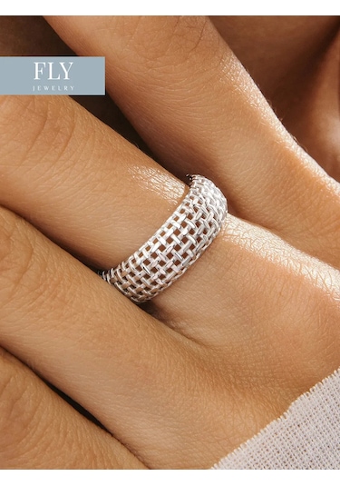 Fly Jewelry 925 Ayar Geniş Gümüş Yüzük 256687268 Gri