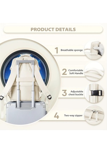 Dashanshop Hafif Nylon Seyahat Sirt Cantasi Beige With Brown Laptop Bolmeli Ayarlanabilir Askili Cok Cepli Is Gundelik Kullanım A Gri