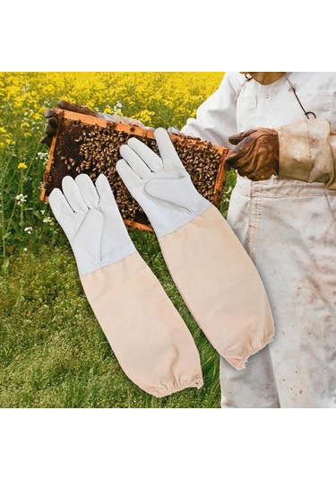 Homyl 2 Parça Arı Eldiven Koyun Derisi Nefes Rahat Arıcı L